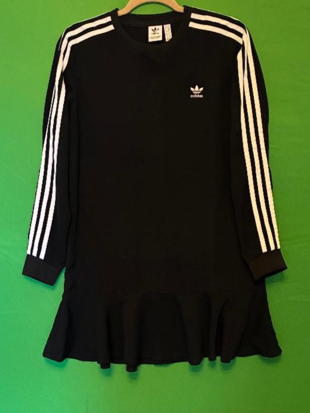 adidas Originals Black Long Sleeve Dress with White Stripes - Picture 4 of 7